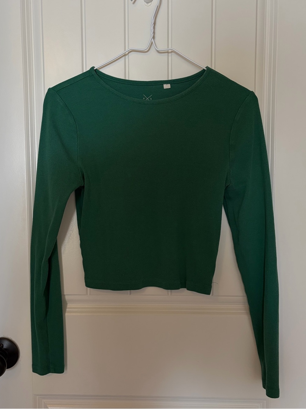 PacSun Basics Green Ribbed Long Sleeve Crop Top
